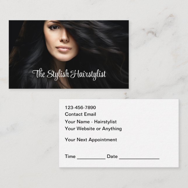 Trendy Affordable Hairstylist Appointment Cards Visitkort (Fram/baksida)