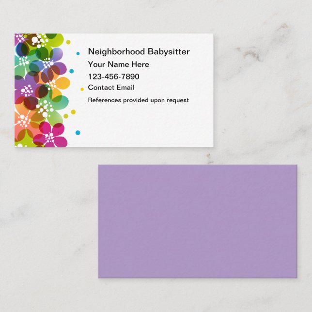 Trendy Babysitter Business Cards New Visitkort (Fram/baksida)