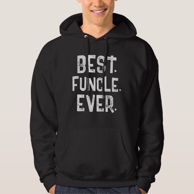 TRENDY BÄSTA FUNCLE NÅGONSIN VIT TYPOGRAFI   HOODIE (Framsida)
