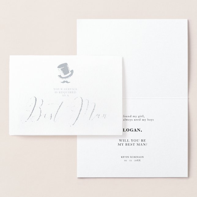 Trendy Best Man Funny Wedding Minimalist  Folierat Kort (Display)