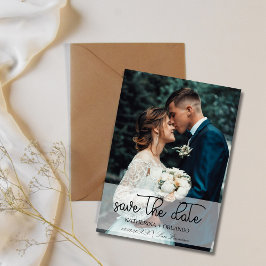 Trendy Black and White Full Photo Art Wedding Spara Datumet