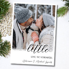 Trendy Black Calligraphy Married Little Christmas Julkort