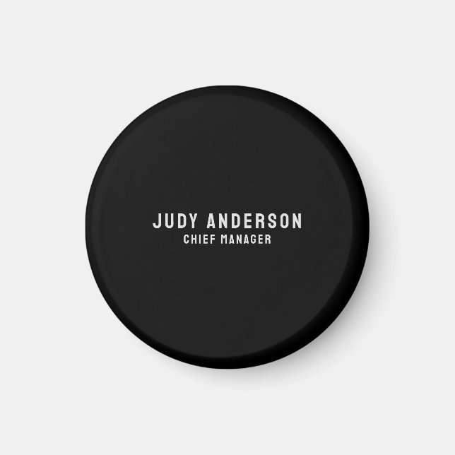 Trendy Black Professional Plain Modern Elegant Magnet (Framsidan)