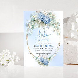 Trendy Boho Blue Floral Baby Shower Invitation Inbjudningar