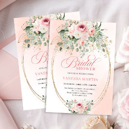 Trendy Boho Blush Roses Bridal Shower Invitation Inbjudningar
