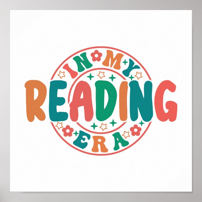 Trendy Book Lover "In My Reading Era" Sticker Poster (Framsidan)