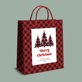Trendy buffalo plaid Christmas gift bag editable