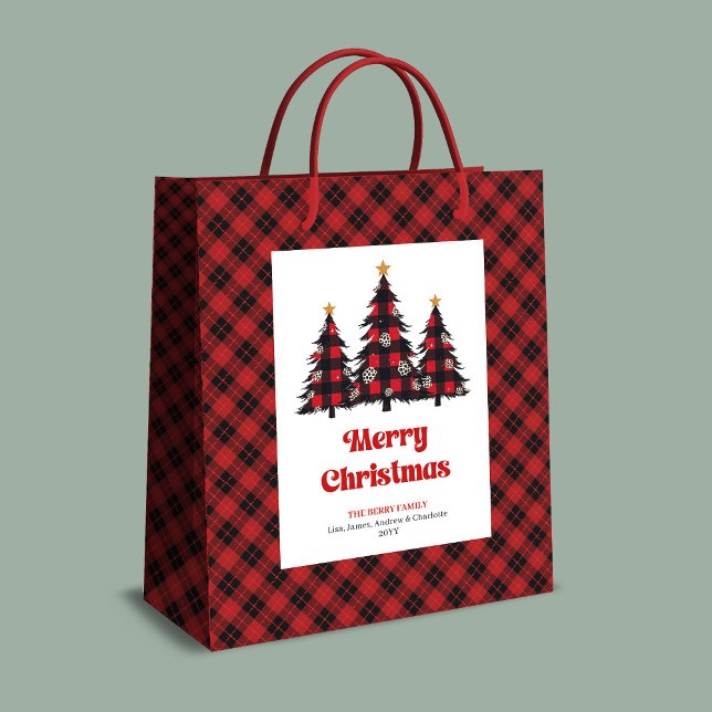 Trendy buffalo plaid Christmas gift bag editable (Trendy buffalo plaid Christmas gift bag editable)