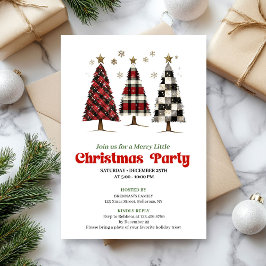Trendy buffalo plaid Christmas tree editable  Inbjudningar