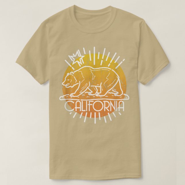 Trendy California Bear Dawn Outline  T Shirt (Design framsida)