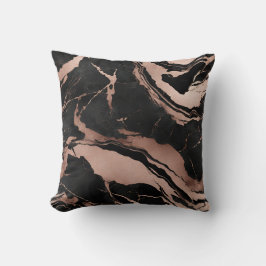 Trendy Chic Black Rose Gold Marble Kudde