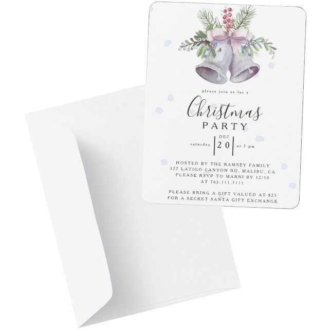 Trendy Christmas Bell Party Elegant Holidays Inbjudningar (Trendy Christmas Bell Party Elegant Holidays Invitation)
