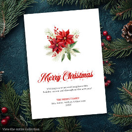 Trendy Christmas Flowers Printable Greeting Card Julkort