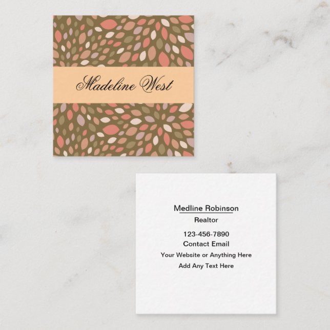 Trendy Classy Realtor Business Cards Fyrkantigt Visitkort (Fram/baksida)