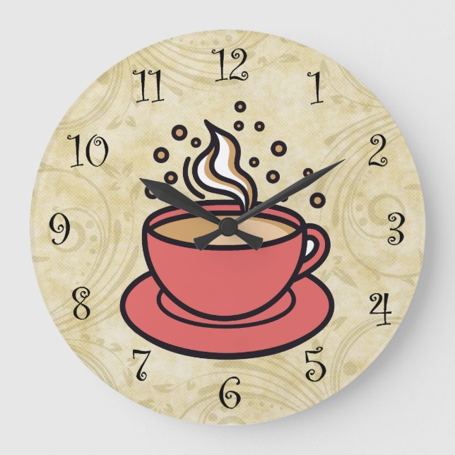 Trendy Coffee Theme Kitchen Wall Clocks Stor Klocka (Framsida)
