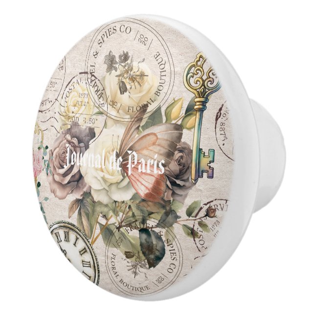 Trendy collage artwork Vintage elegant Paris Knopp (Höger)