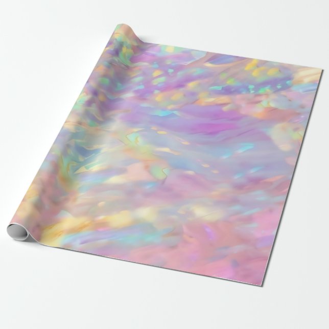 Trendy colorful faux holographic opal presentpapper (Utrullad)