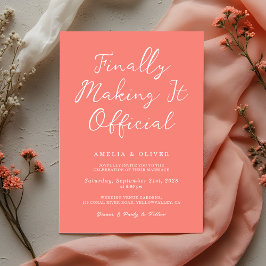 Trendy Coral Pink Script calligraphy Modern Weddin Inbjudningar