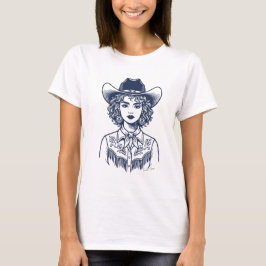 Trendy Cowgirl Western Line Art T Shirt