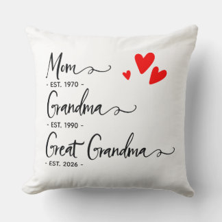 Trendy Custom Year Mom Grandma Great Grandma Kudde