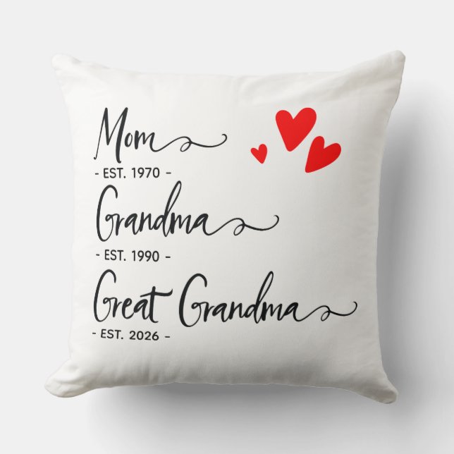 Trendy Custom Year Mom Grandma Great Grandma Kudde (Framsida)