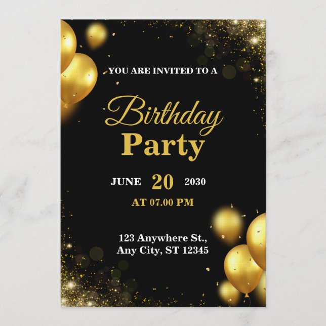 Trendy CUSTOMIZABLE Birthday CARD Inbjudningar (Framsida)