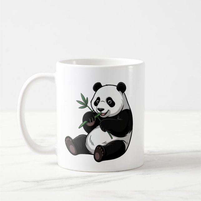 Trendy Cute Panda Bear With Greenery Bamboo  Kaffemugg (Vänster)