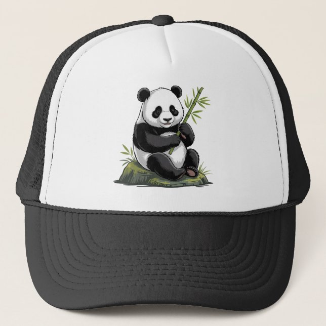 Trendy Cute Panda Bear With Greenery Bamboo  Keps (Framsida)