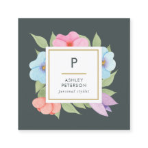 Trendy Cute Watercolor Pink Gold Flowers Monogram
