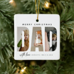 Trendy DAD Custom Photo Collage<br><div class="desc">Capture unforgettable moments and transform them into a lasting memory with this custom-made Christmas gift for dad. Crafted with care, this stylish, modern Christmas ornament transforms your favorite family photos into a stunning collage, spelling out 'DAD' in bold sans serif typography. Add a personal touch with the names of your...</div>