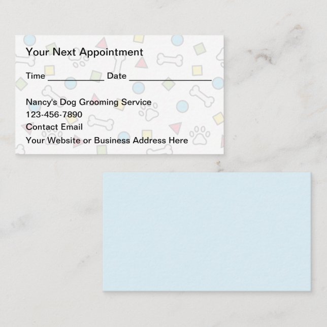 Trendy Dog Grooming Appointment Cards Tidsbeställning Kort (Fram/baksida)