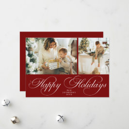 Trendy Elegant Family Photo Collage Christmas Julkort