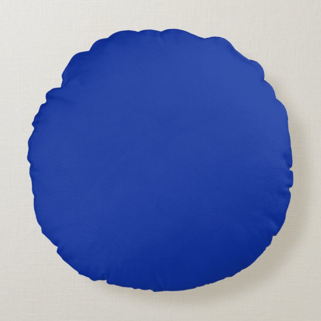 Trendy Elegant Solid Royal Blue Rund Kudde (Framsidan)