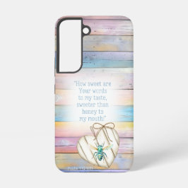 Trendy Faux Pastel Wood Heart Turquoise Bee Faith
