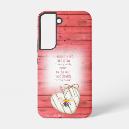 Trendy Faux Red Wood Heart Rainbow Bee Faith