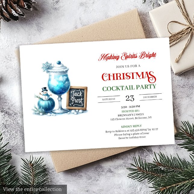 Trendy Funny Cocktails Party red green celebration Inbjudningar (Trendy Funny Cocktails Party red green celebration Invitation)