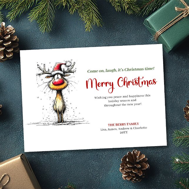 Trendy Funny Reindeer Christmas Greeting Card Julkort (Trendy Funny Reindeer Christmas Greeting Card)