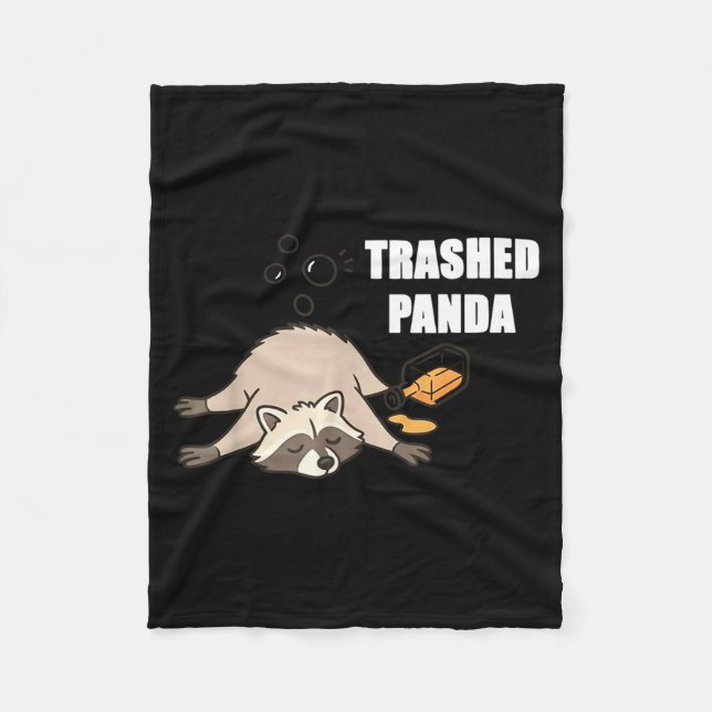 Trendy Funny Trashed Panda Drunk Raccoon Lovers Me Fleecefilt (Framsidan)