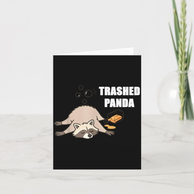 Trendy Funny Trashed Panda Drunk Raccoon Lovers Me Kort (Framsida)