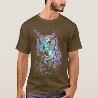 Trendy Galactic Night Sky Owl Face1206 T Shirt