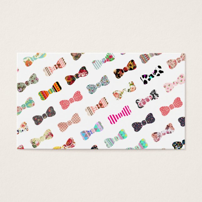 Trendy Girly Colorful Patterns Cute Bows Visitkort (Framsidan)