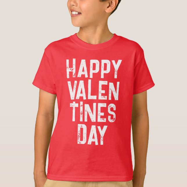 TRENDY GLAD VALENTINSDAG VIT TYPOGRAFI T-Shirt (Framsida)