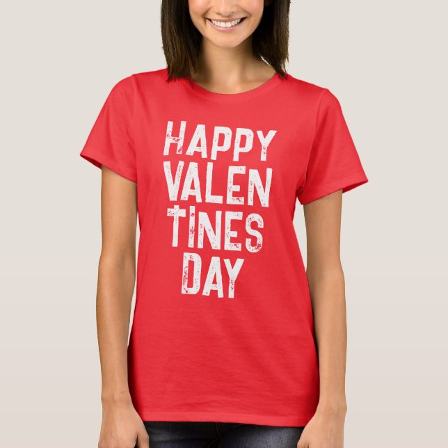 TRENDY GLAD VALENTINSDAG VIT TYPOGRAFI T-Shirt (Framsida)