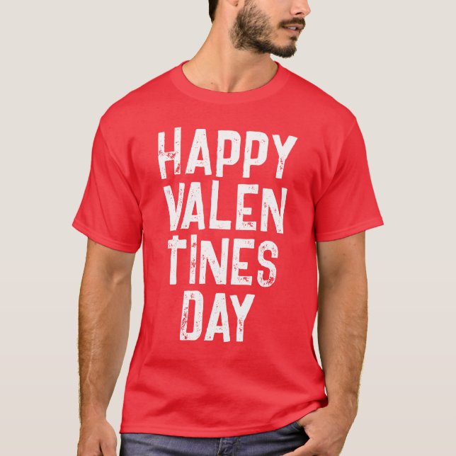 TRENDY GLAD VALENTINSDAG VIT TYPOGRAFI T SHIRT (Framsida)