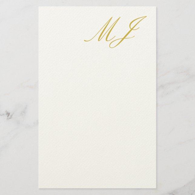 Trendy Gold Color Monogram Minimalist Modern Brevpapper (Framsida)
