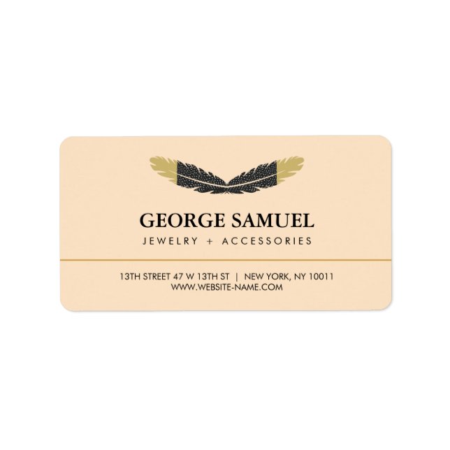 Trendy Gold Dipped Boho Feather Designer Pink  Adressetikett (Framsidan)