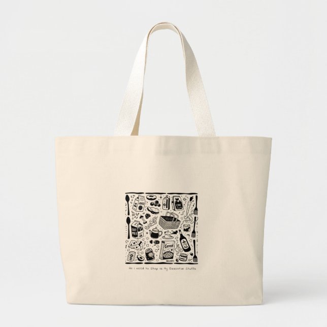  Trendy graphic print black and white tote bag Jumbo Tygkasse (Framsidan)
