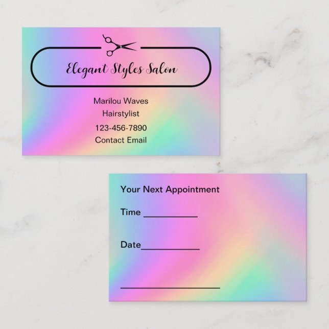 Trendy Hairstylist Appointment Business Cards Visitkort (Fram/baksida)