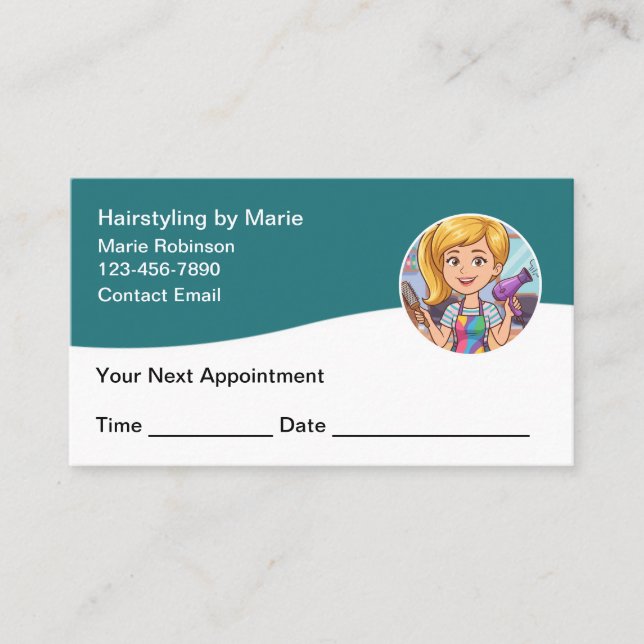 Trendy Hairstylist Appointment Cards Tidsbeställning Kort (Framsida)