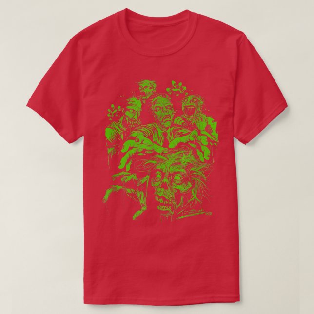 Trendy Halloween Zombie Fright Night  T Shirt (Design framsida)